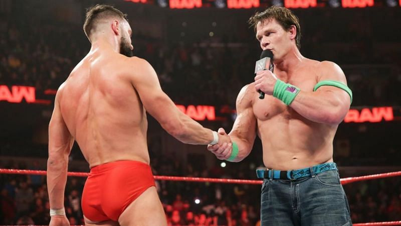 Cena endorsing Balor after their No. 1 Contenders' match for the Universal title
